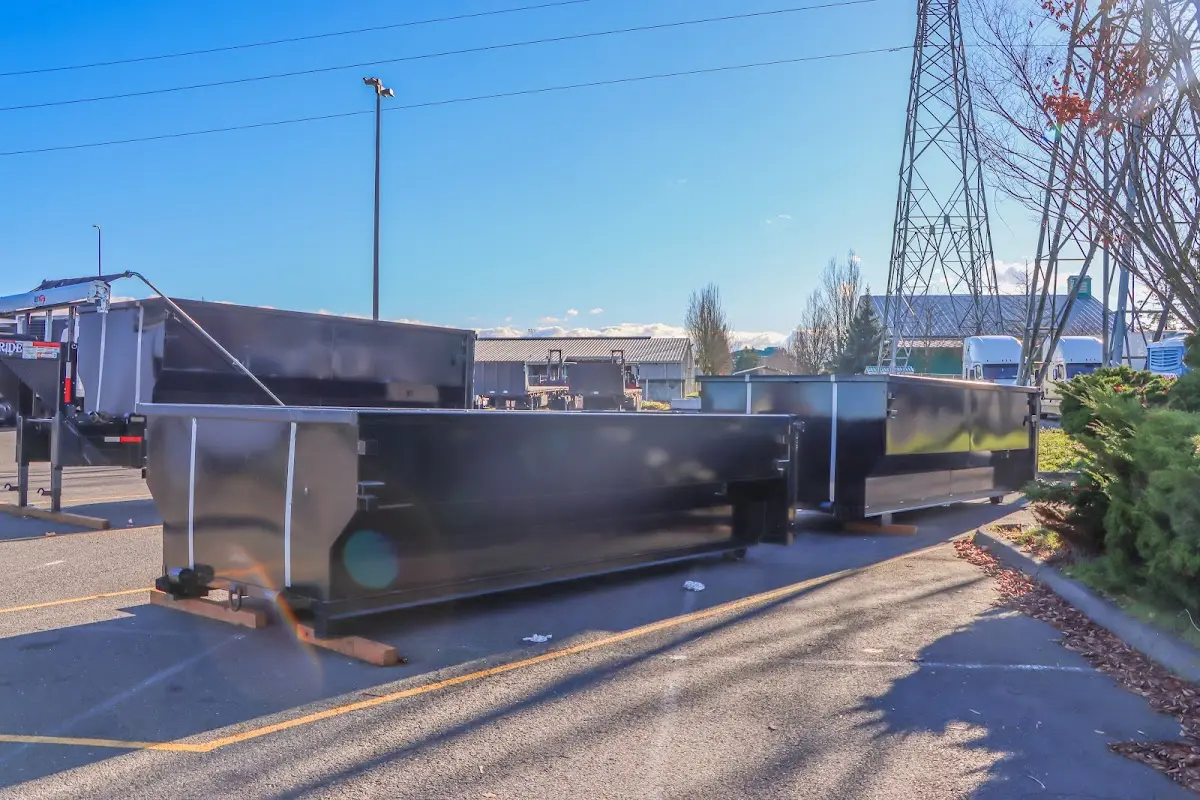Roll-off dumpster ready for waste disposal at job site for Construction Dumpster Rental in Shenango